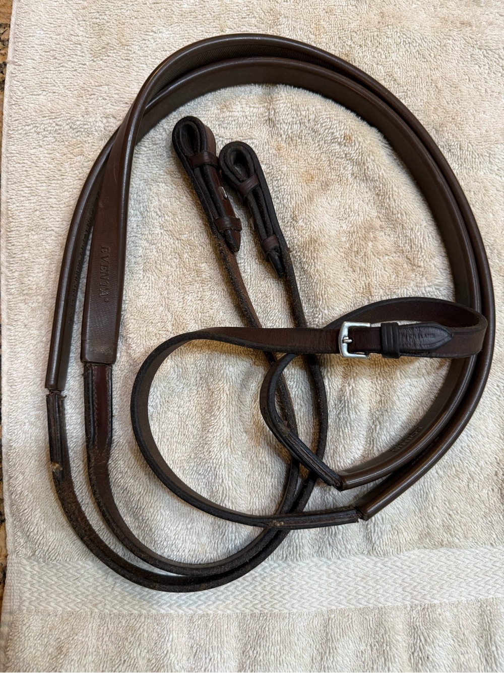 Equus Eventa flex Grip Brown thick rubber / Leather Style Equestrian Reins